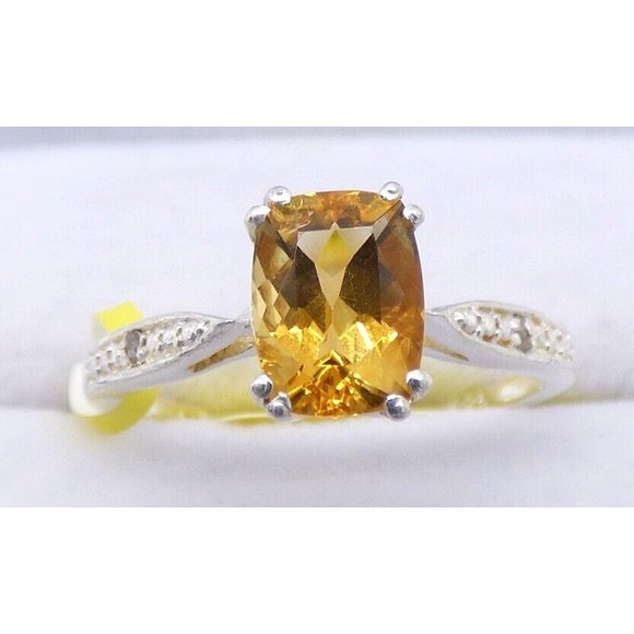 Chuck Clemency Yellow Citrine Gemstone Ring Solitaire Sterling Silver 925 Size 7 - Picture 9 of 16